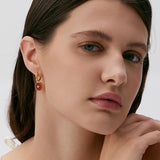 Aura Gemstone Copper Coin Hoop Earrings