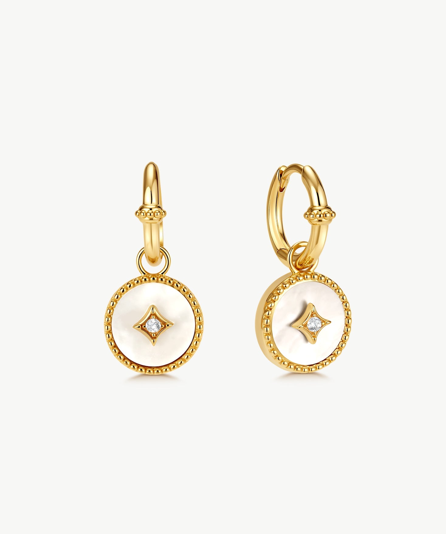 Elegant Gold Vermeil and Mother of Pearl Hoop Earrings | MaiaMina