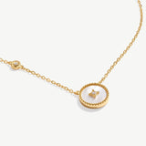 Elegant Chinese-Inspired Gold Necklace with White Mother-of-Pearl Pendant | MaiaMina
