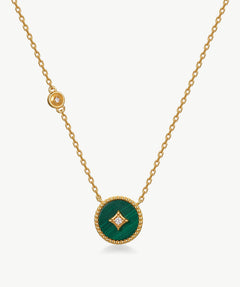 Elegant Chinese-Inspired Gold Necklace with Malachite Pendant | MaiaMina