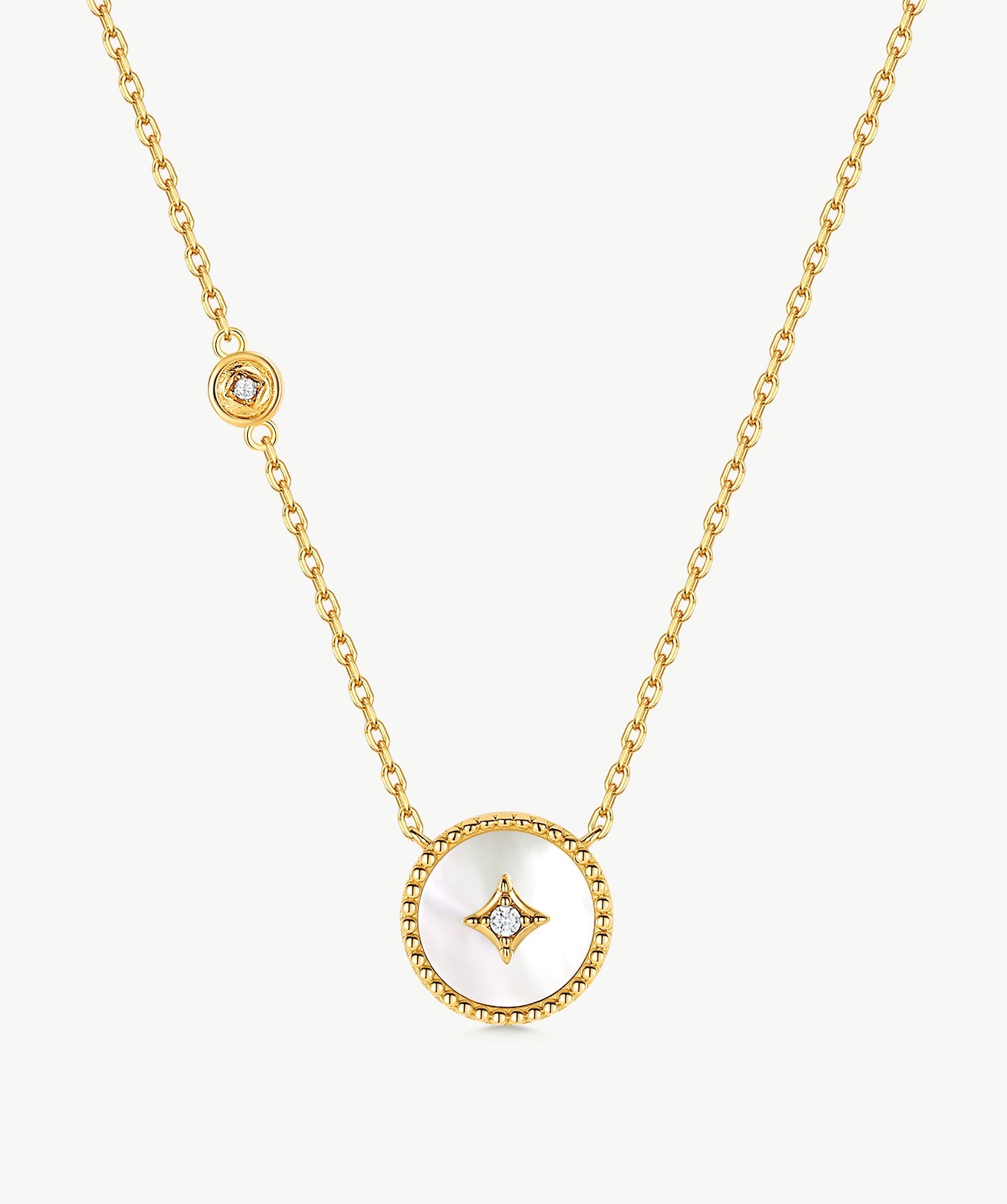 Elegant Chinese-Inspired Gold Necklace with White Mother-of-Pearl Pendant | MaiaMina