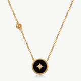 Elegant Chinese-Inspired Gold Necklace with Black Agate Pendant | MaiaMina