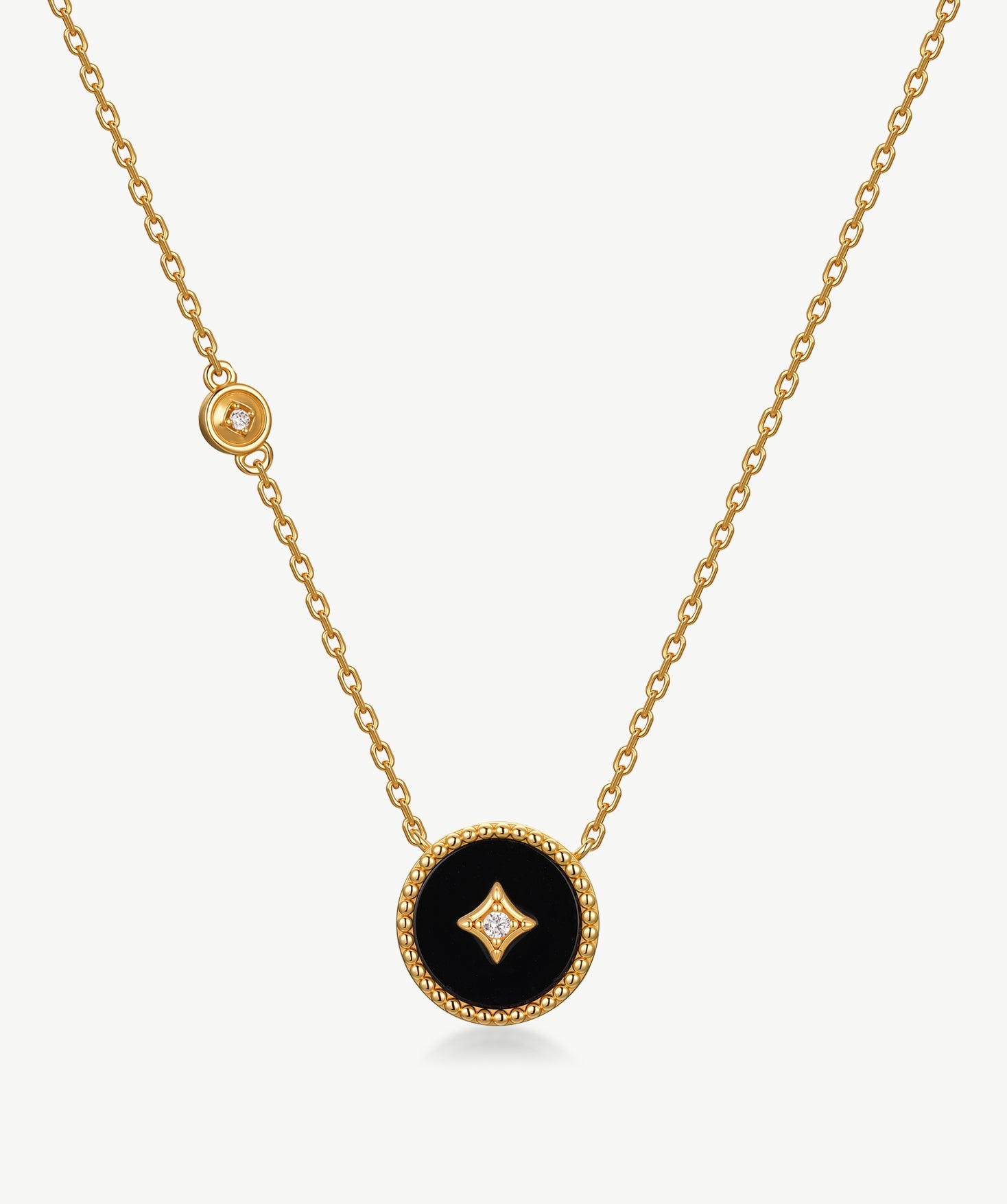Elegant Chinese-Inspired Gold Necklace with Black Agate Pendant | MaiaMina