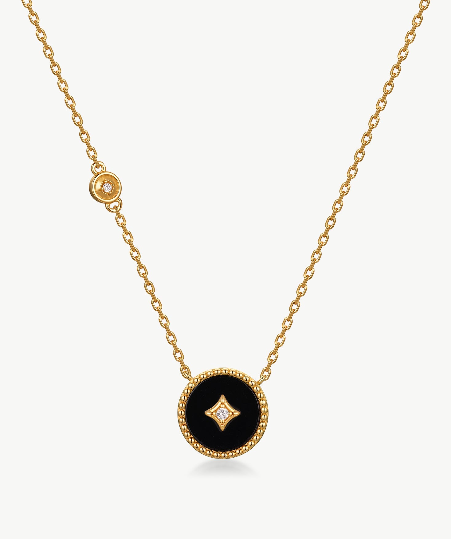 Elegant Chinese-Inspired Gold Necklace with Black Agate Pendant | MaiaMina