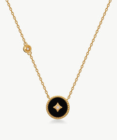 Elegant Chinese-Inspired Gold Necklace with Black Agate Pendant | MaiaMina