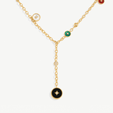 Elegant Multi-Way Necklace with White Mother-of-Pearl, Malachite, Tiger’s Eye, Red Agate, and Black Agate | MaiaMina