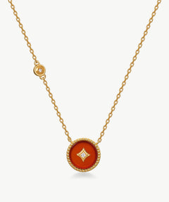 Elegant Chinese-Inspired Gold Necklace with Carnelian Pendant | MaiaMina