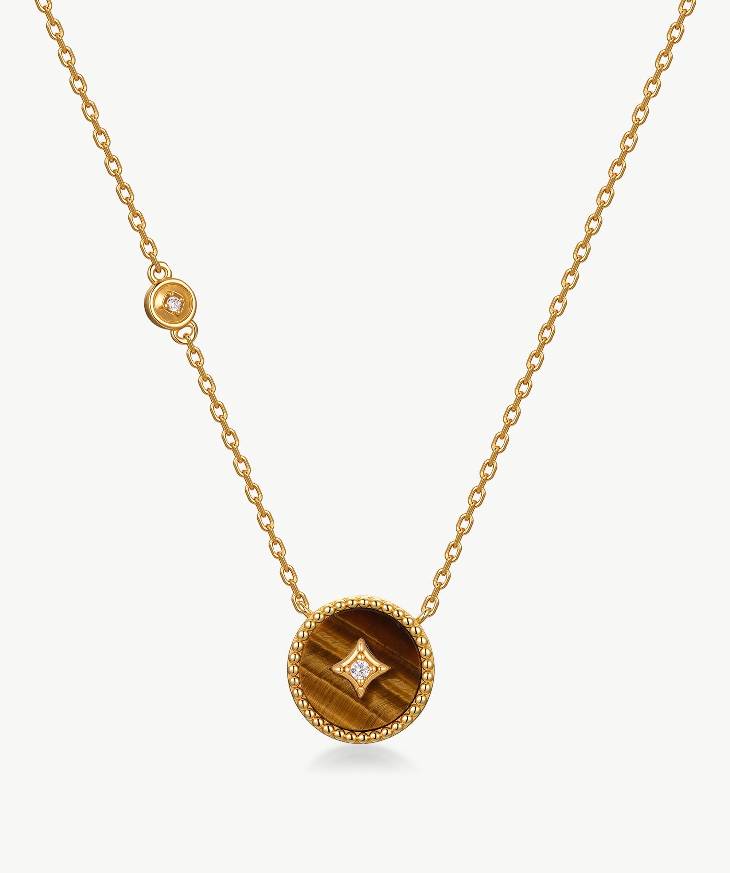 Elegant Chinese-Inspired Gold Necklace with Tiger’s eye Pendant | MaiaMina
