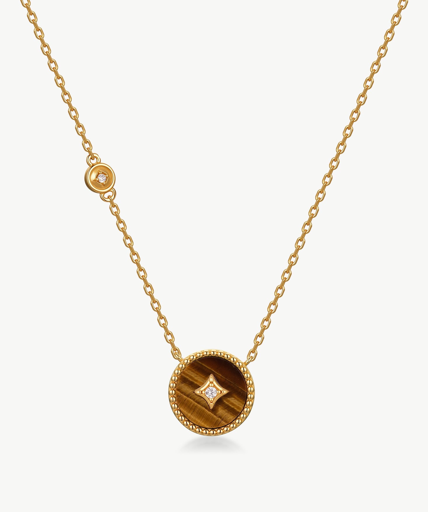 Elegant Chinese-Inspired Gold Necklace with Tiger’s eye Pendant | MaiaMina