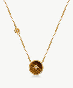 Elegant Chinese-Inspired Gold Necklace with Tiger’s eye Pendant | MaiaMina