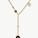 Elegant Multi-Way Necklace with White Mother-of-Pearl, Malachite, Tiger’s Eye, Red Agate, and Black Agate | MaiaMina