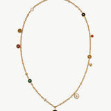 Elegant Multi-Way Necklace with White Mother-of-Pearl, Malachite, Tiger’s Eye, Red Agate, and Black Agate | MaiaMina