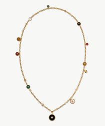 Elegant Multi-Way Necklace with White Mother-of-Pearl, Malachite, Tiger’s Eye, Red Agate, and Black Agate | MaiaMina