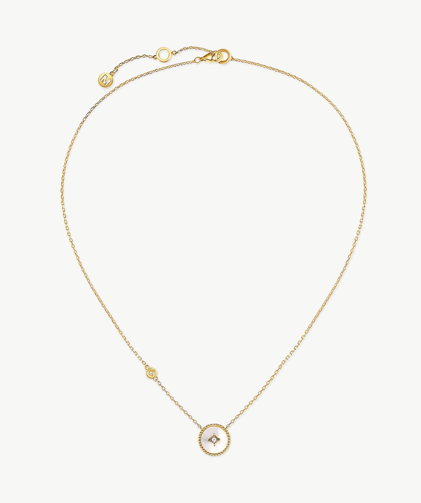 Elegant Chinese-Inspired Gold Necklace with White Mother-of-Pearl Pendant | MaiaMina