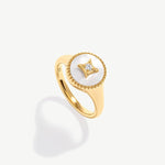 18ct Gold Vermeil Rotating Star Signet Ring - Inspired by Chinese Coin Design | MaiaMina
