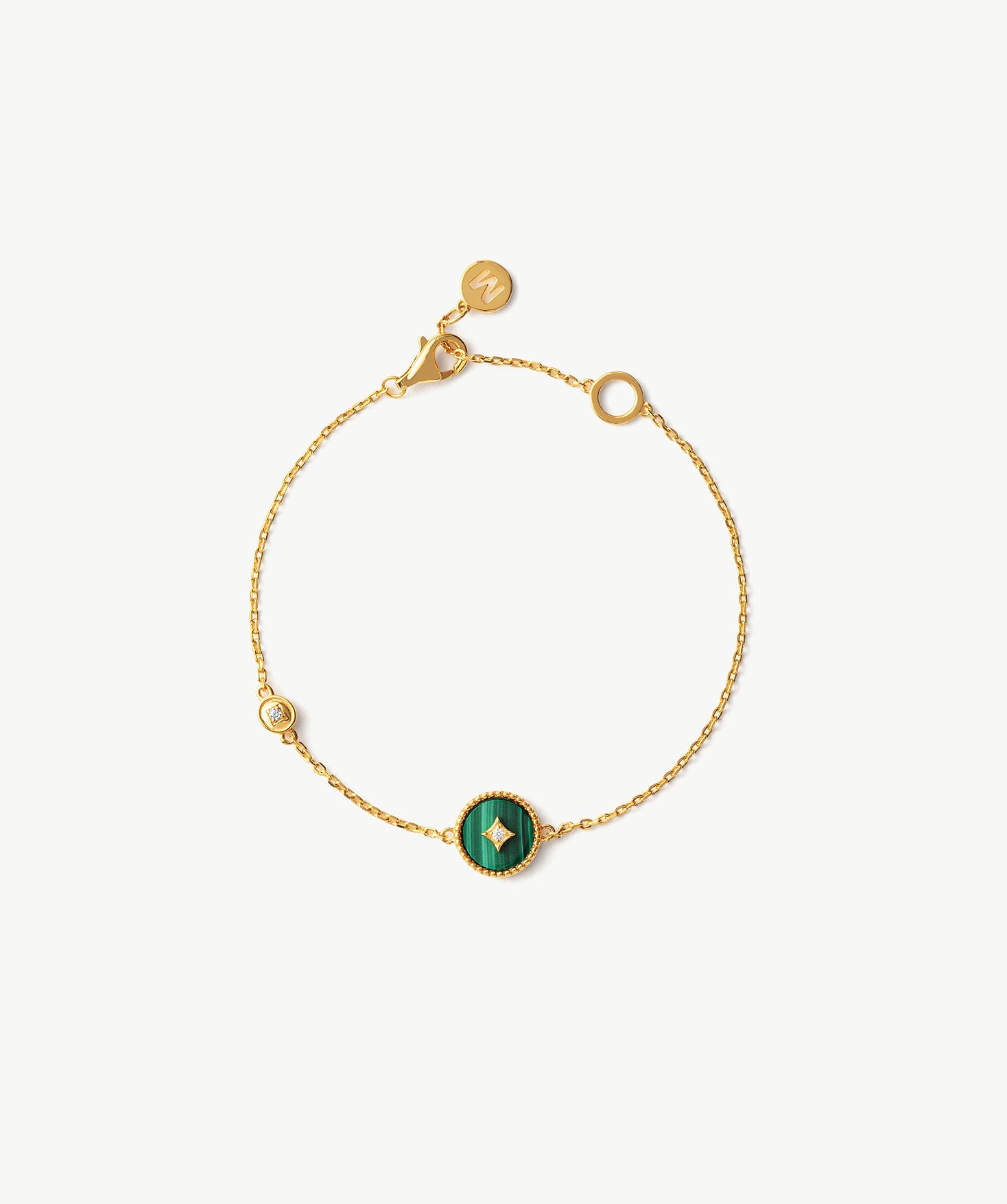 Gold Vermeil Malachite Bracelet with Pavé Detail – Aura Collection | MaiaMina