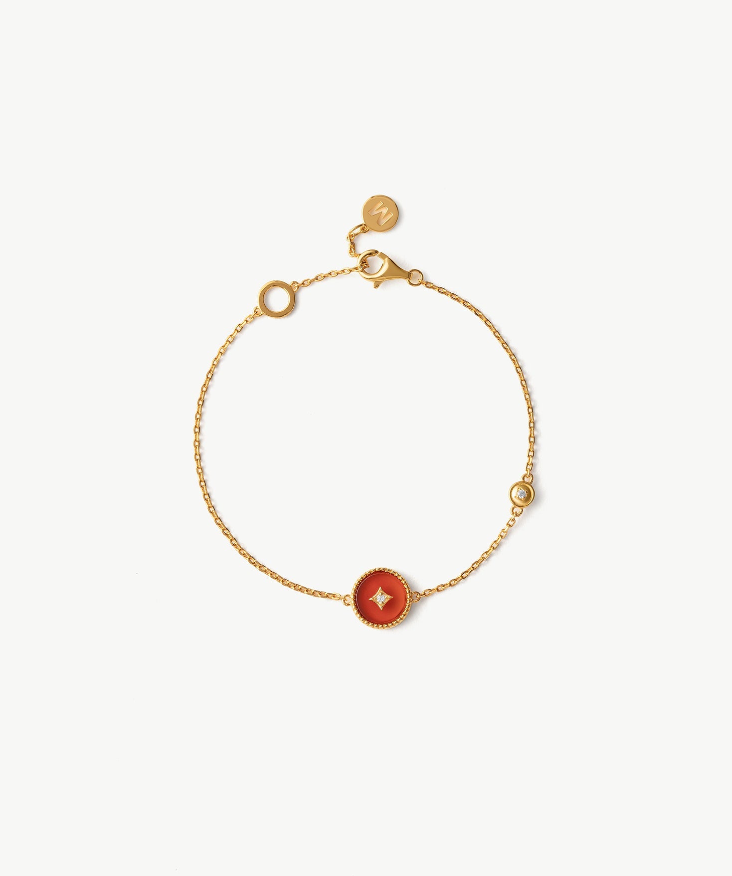 Gold Vermeil Red Agate Bracelet with Pavé Detail – Aura Collection | MaiaMina