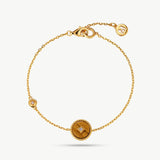 Gold Vermeil Tiger’s Eye Bracelet with Pavé Center – Aura Collection | MaiaMina