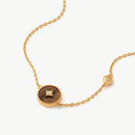 Gold Vermeil Tiger’s Eye Bracelet with Pavé Center – Aura Collection | MaiaMina