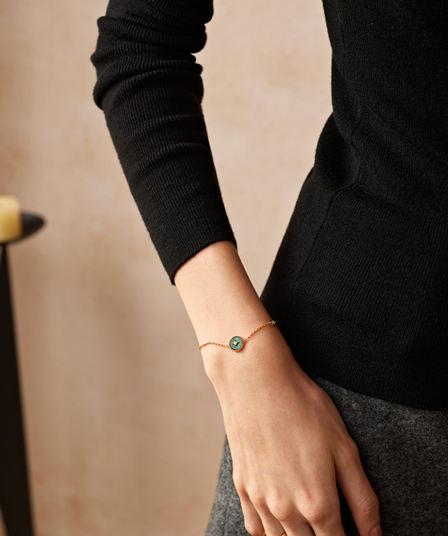 Gold Vermeil Malachite Bracelet with Pavé Detail – Aura Collection | MaiaMina