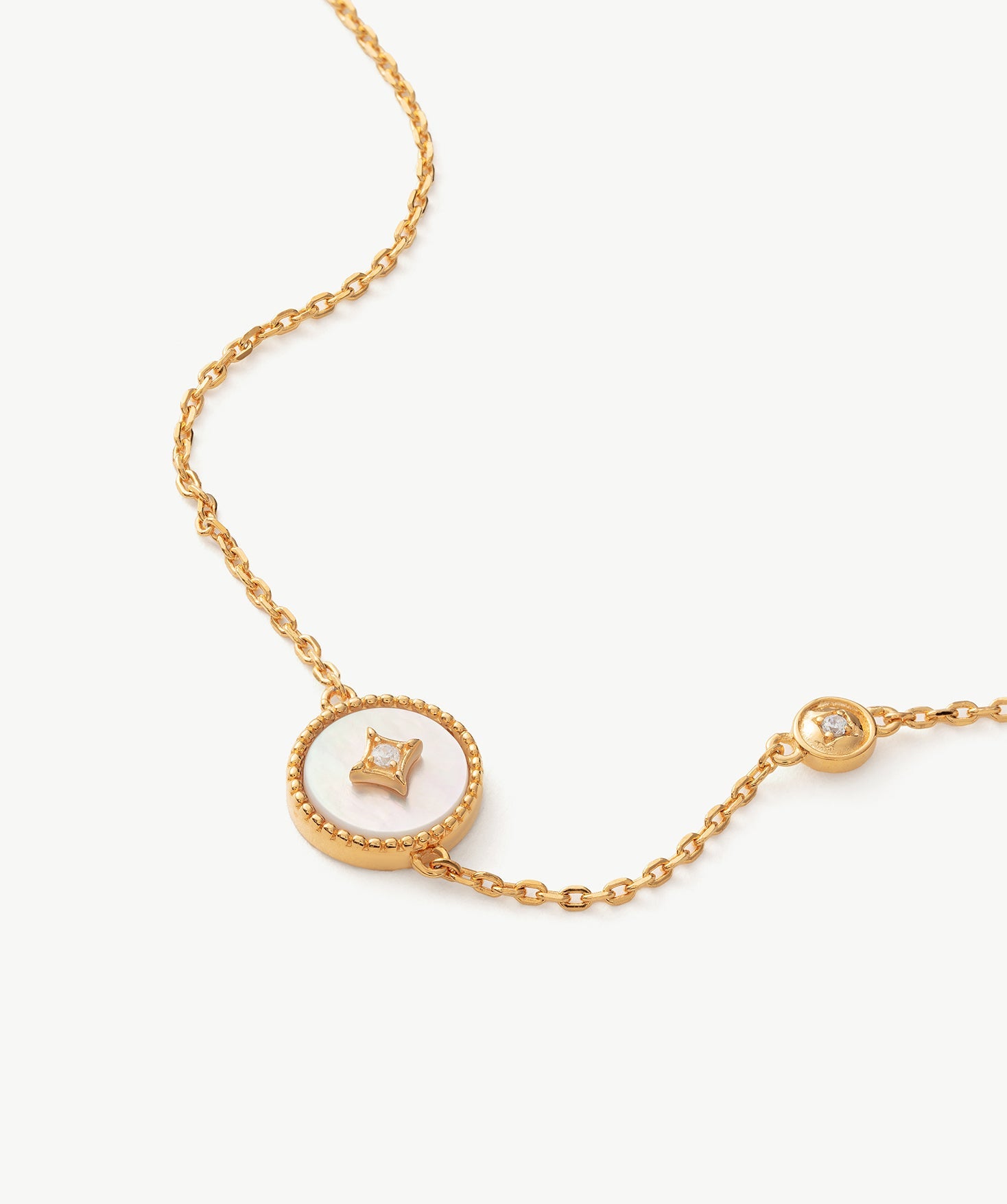 Gold Vermeil Mother of Pearl Bracelet with Pavé Accent – Aura Collection | MaiaMina