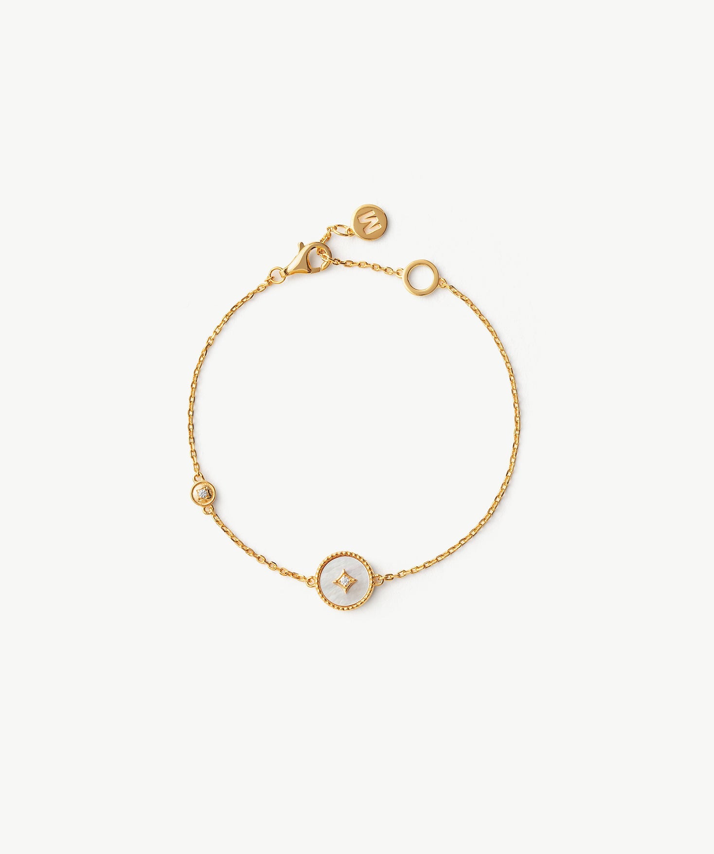 Gold Vermeil Mother of Pearl Bracelet with Pavé Accent – Aura Collection | MaiaMina