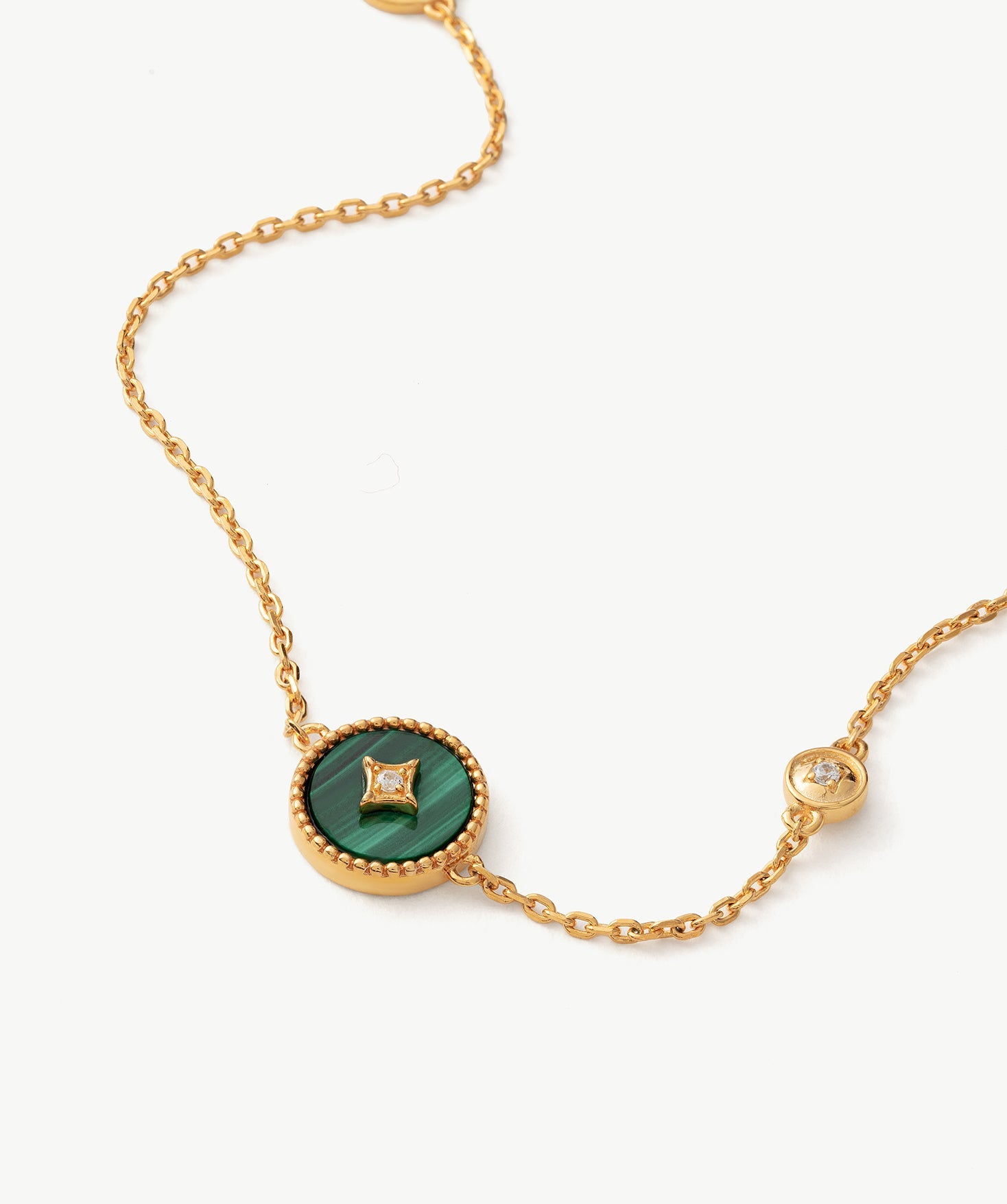 Gold Vermeil Malachite Bracelet with Pavé Detail – Aura Collection | MaiaMina