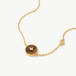 Gold Vermeil Tiger’s Eye Bracelet with Pavé Center – Aura Collection | MaiaMina