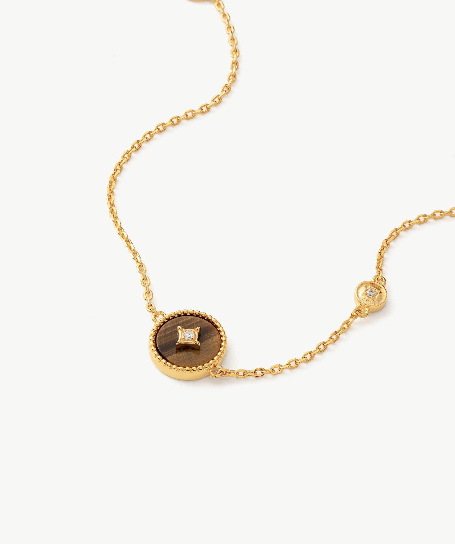 Gold Vermeil Tiger’s Eye Bracelet with Pavé Center – Aura Collection | MaiaMina