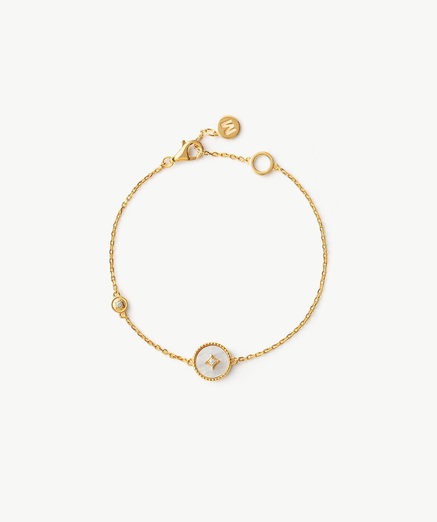 Gold Vermeil Mother of Pearl Bracelet with Pavé Accent – Aura Collection | MaiaMina