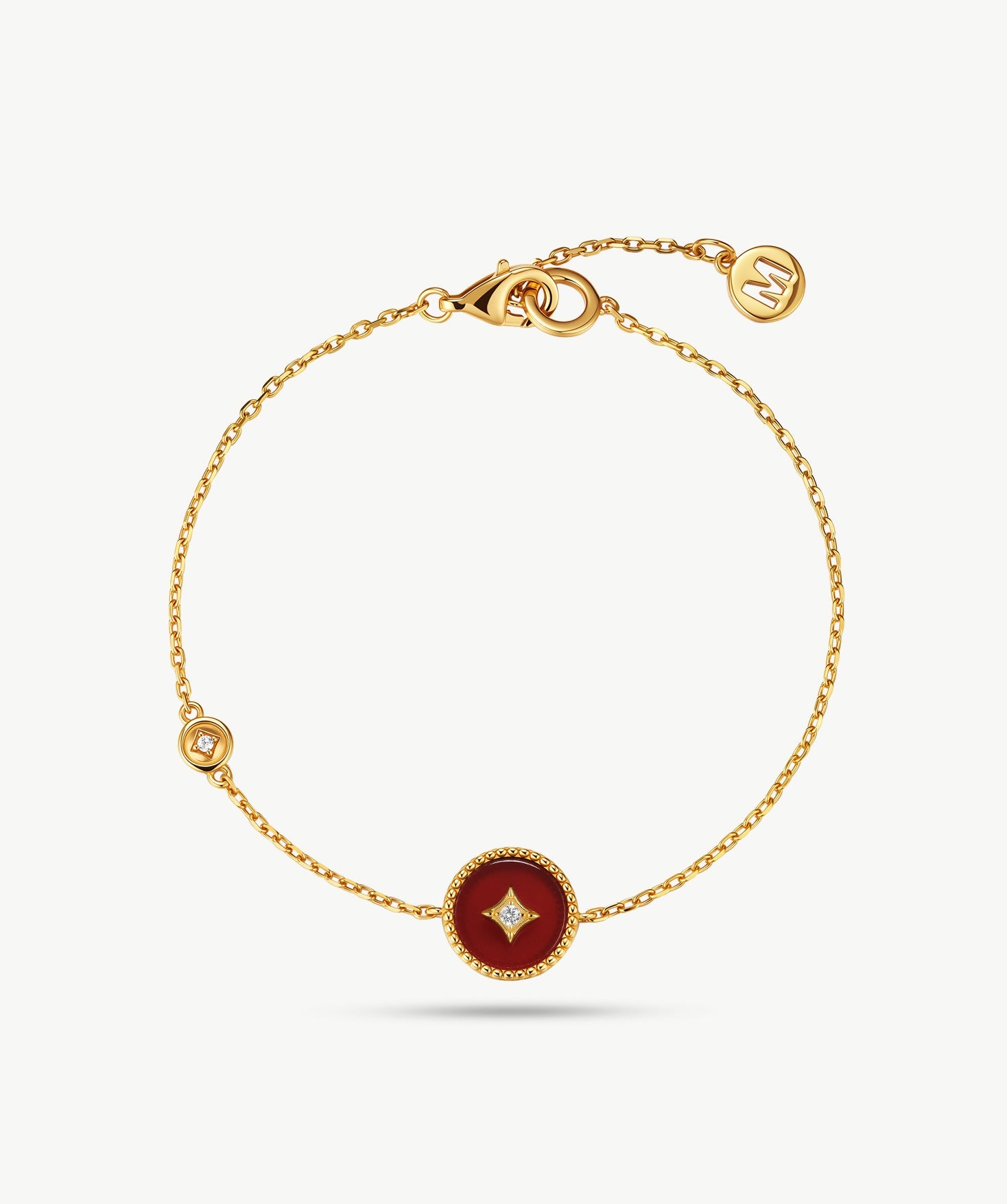 Gold Vermeil Red Agate Bracelet with Pavé Detail – Aura Collection | MaiaMina