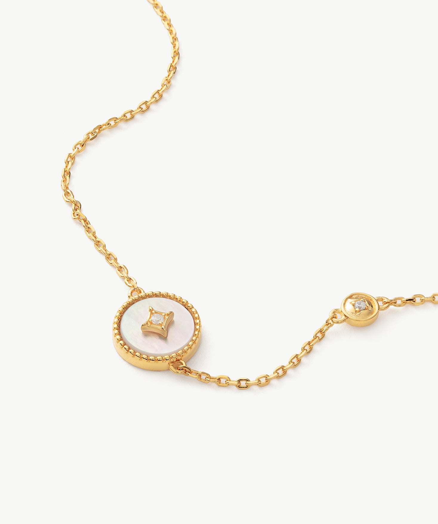 Gold Vermeil Mother of Pearl Bracelet with Pavé Accent – Aura Collection | MaiaMina