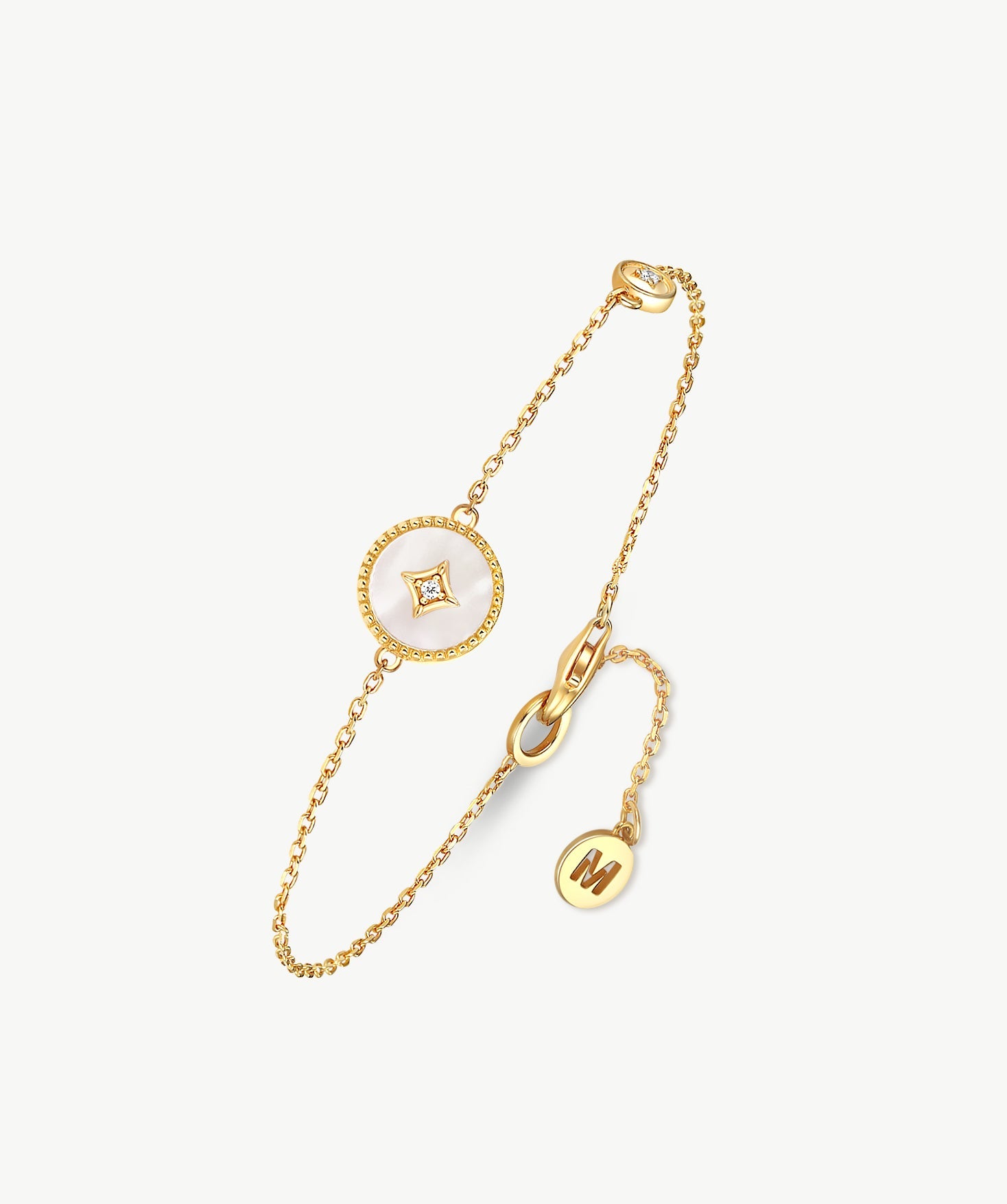 Gold Vermeil Mother of Pearl Bracelet with Pavé Accent – Aura Collection | MaiaMina