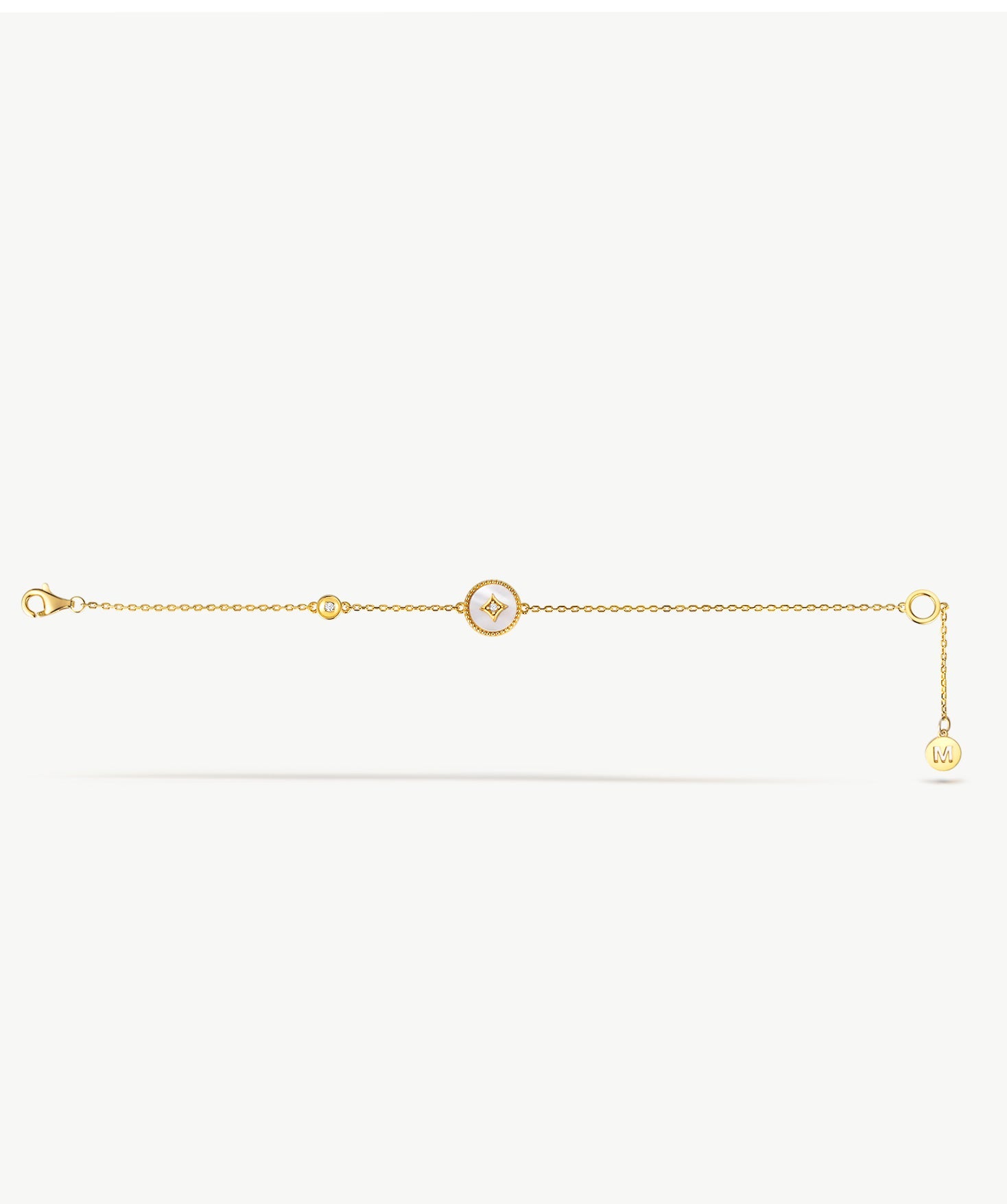 Gold Vermeil Mother of Pearl Bracelet with Pavé Accent – Aura Collection | MaiaMina