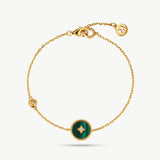 Gold Vermeil Malachite Bracelet with Pavé Detail – Aura Collection | MaiaMina