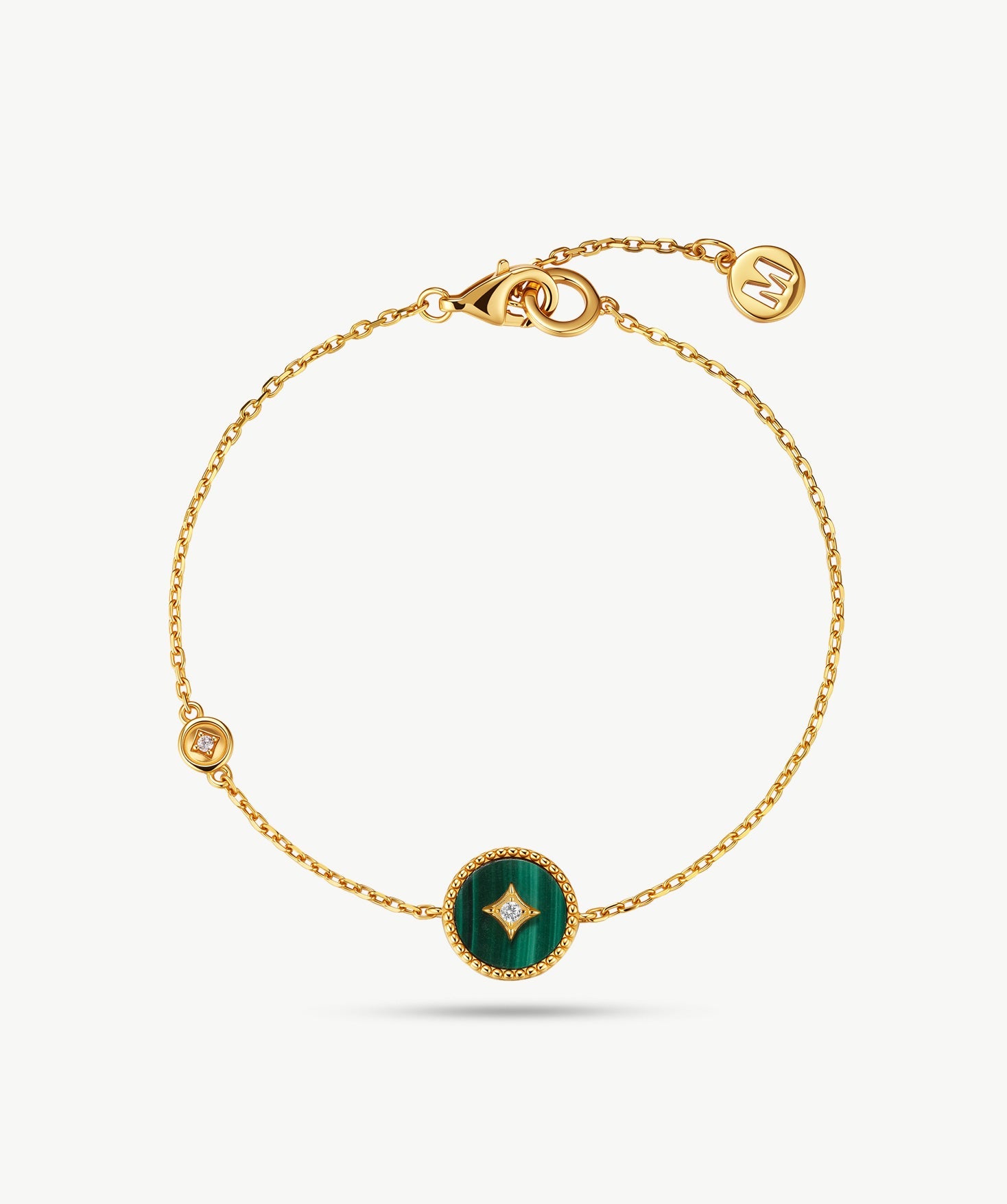Gold Vermeil Malachite Bracelet with Pavé Detail – Aura Collection | MaiaMina