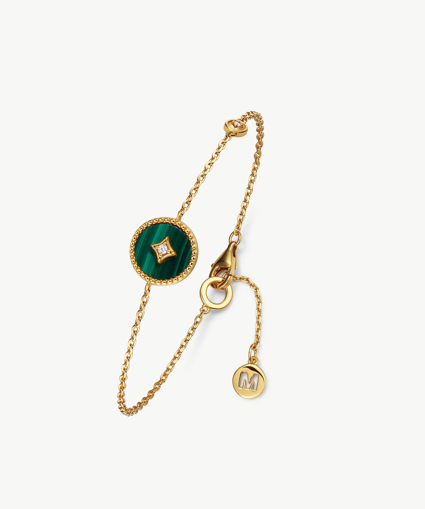Gold Vermeil Malachite Bracelet with Pavé Detail – Aura Collection | MaiaMina