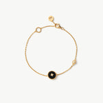 Gold Vermeil Black Agate Bracelet with Pavé Center – Aura Collection | MaiaMina