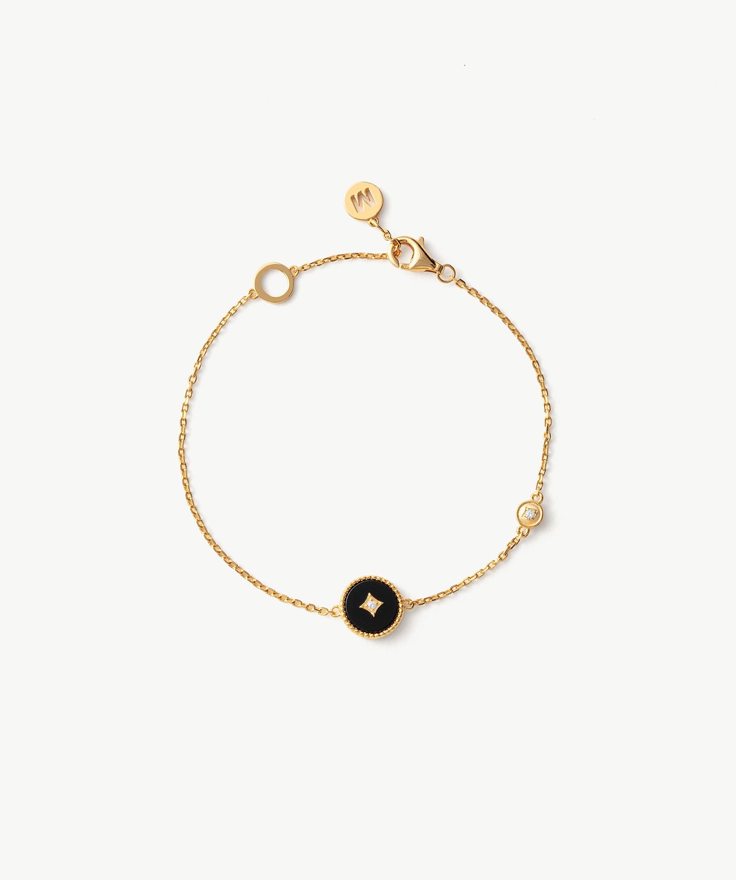 Gold Vermeil Black Agate Bracelet with Pavé Center – Aura Collection | MaiaMina