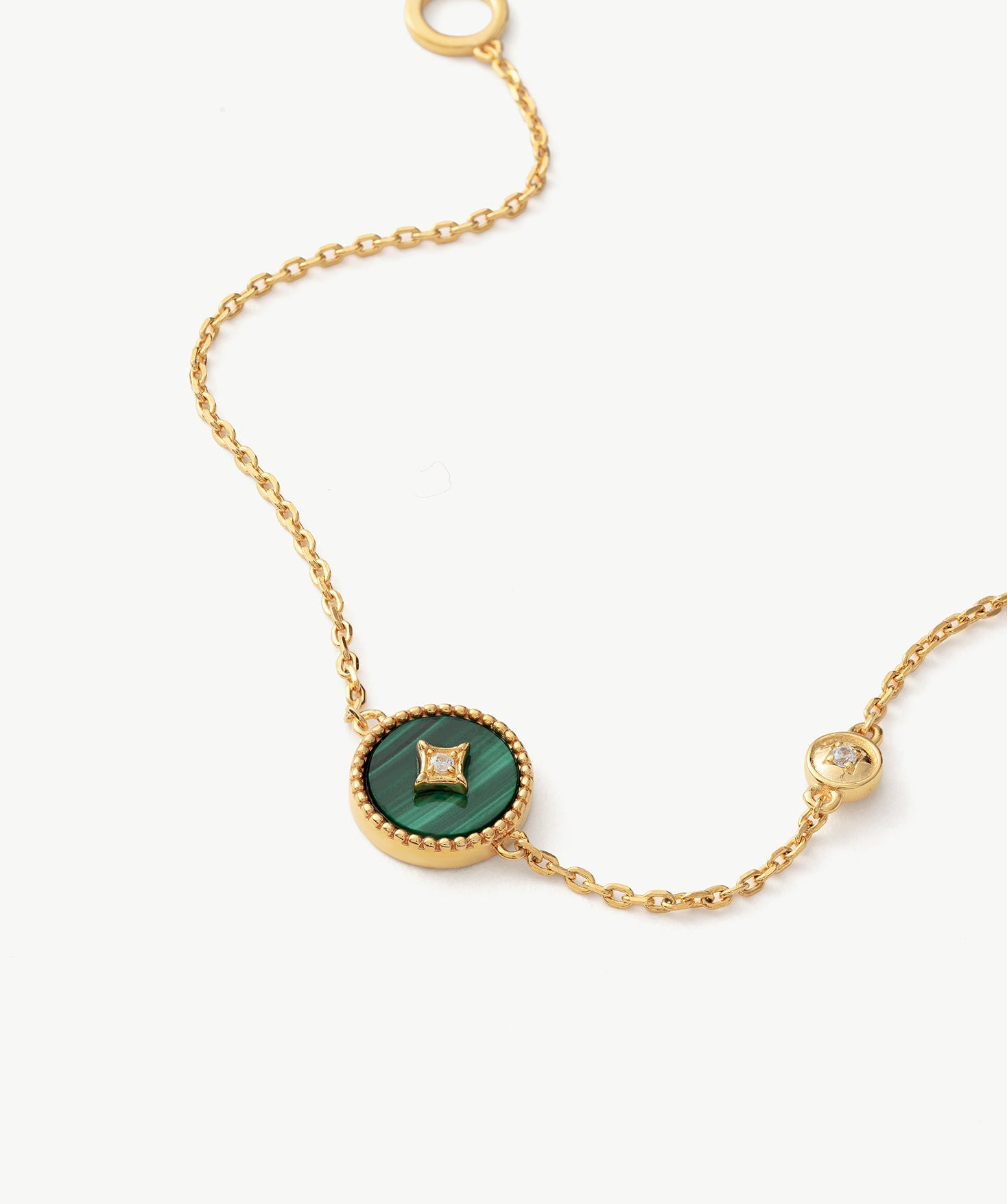 Gold Vermeil Malachite Bracelet with Pavé Detail – Aura Collection | MaiaMina