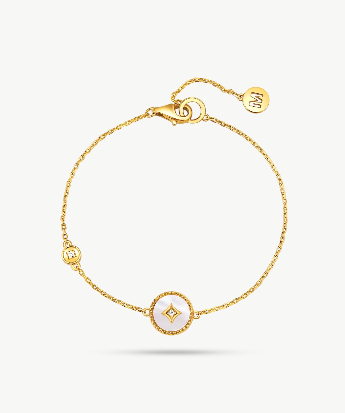 Gold Vermeil Mother of Pearl Bracelet with Pavé Accent – Aura Collection | MaiaMina