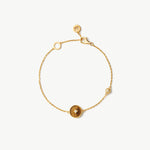 Gold Vermeil Tiger’s Eye Bracelet with Pavé Center – Aura Collection | MaiaMina