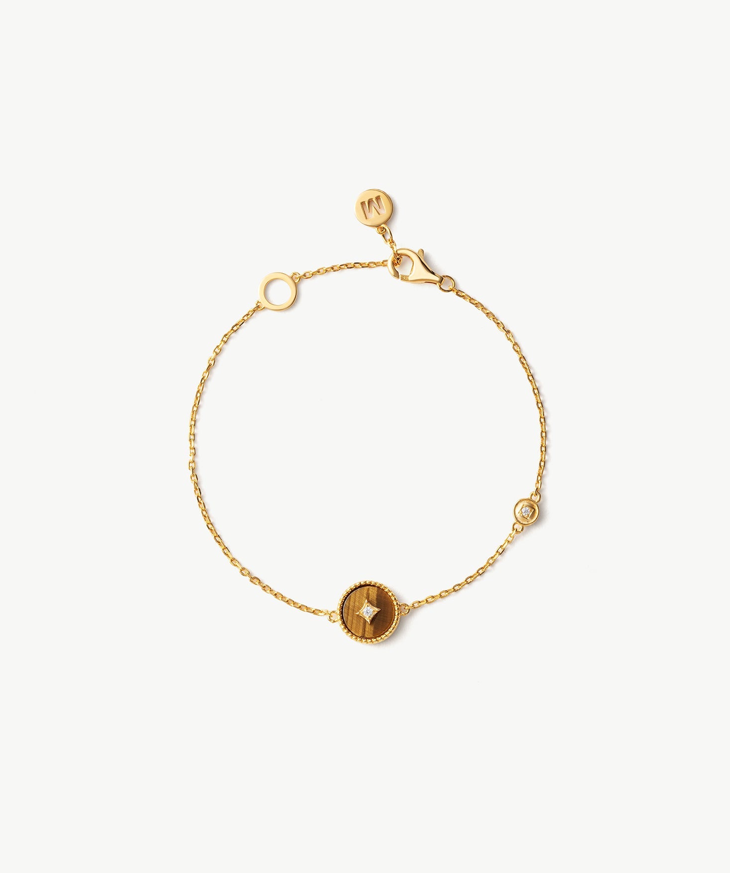 Gold Vermeil Tiger’s Eye Bracelet with Pavé Center – Aura Collection | MaiaMina