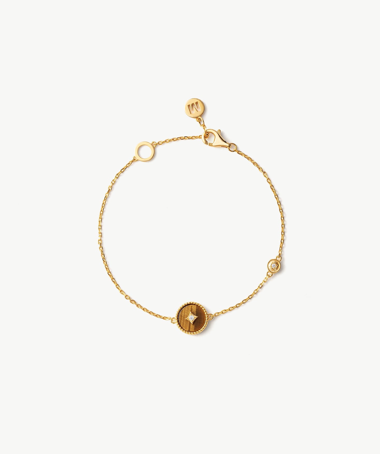 Gold Vermeil Tiger’s Eye Bracelet with Pavé Center – Aura Collection | MaiaMina