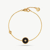 Gold Vermeil Black Agate Bracelet with Pavé Center – Aura Collection | MaiaMina