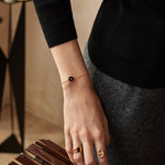 Gold Vermeil Black Agate Bracelet with Pavé Center – Aura Collection | MaiaMina