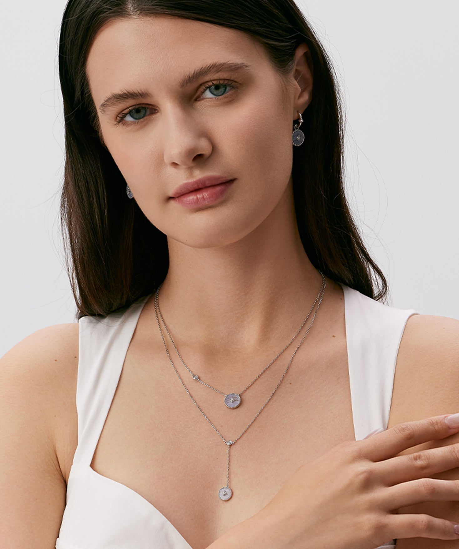 Blue Lace Agate Coin Drop Necklace in Sterling Silver | Aura Collection – MaiaMina