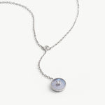 Blue Lace Agate Coin Drop Necklace in Sterling Silver | Aura Collection – MaiaMina