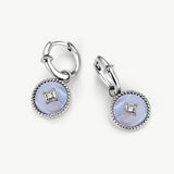 Blue Agate Coin Hoop Earrings with Milgrain Detail | Aura Collection – MaiaMina