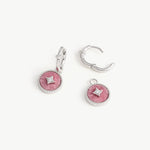 Rhodonite Coin Hoop Earrings in Sterling Silver | Aura Collection – MaiaMina